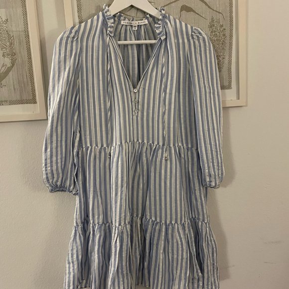 Veronica Beard Striped Blue and White Dress - Picture 1 of 5